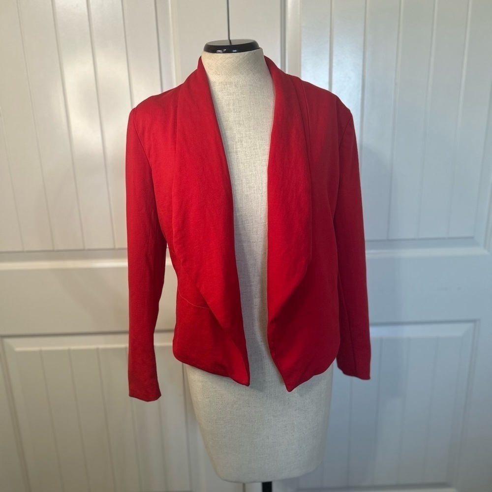 Anthropologie Philosophy Red Collarless Cropped Blazer. Size Small.